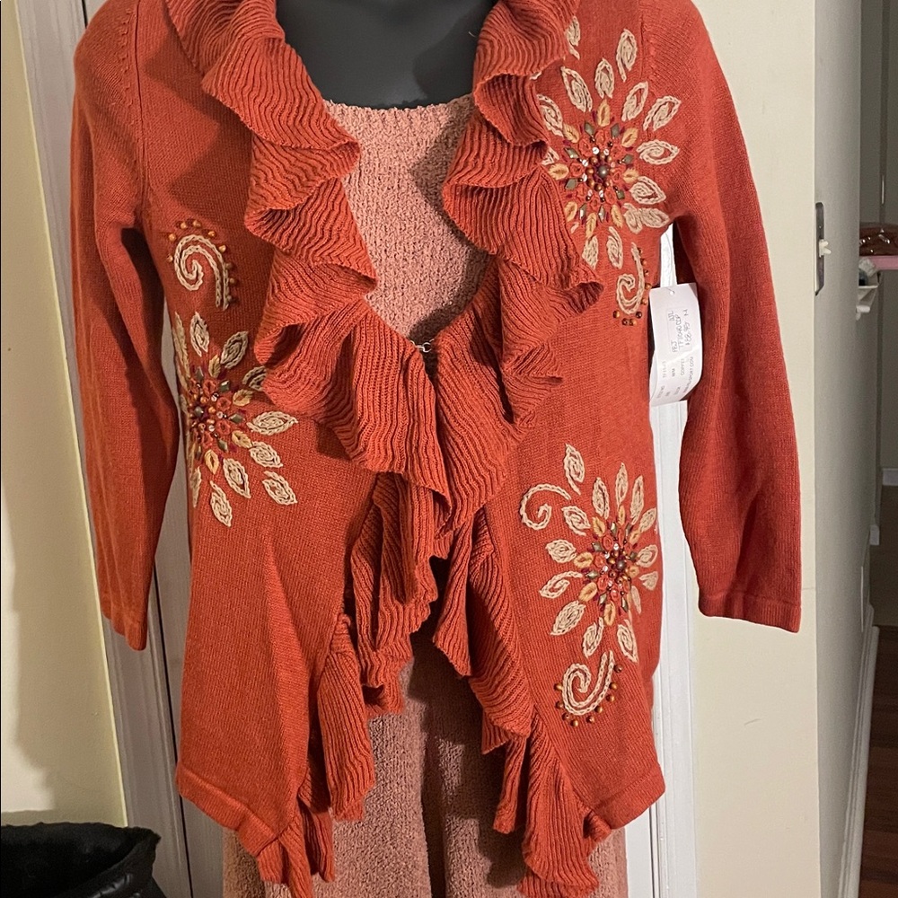 Timberlea Rust Knit Cascade CardiganM 20”X 32”